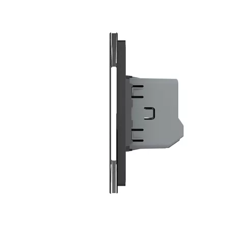 Двухклавишный проходной сенсорный выключатель (1-1) чёрный